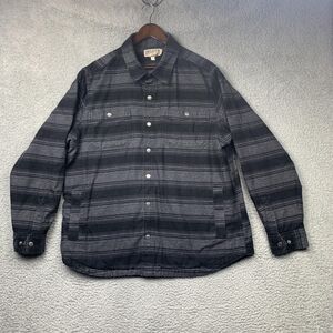 Duluth Trading Co Shacket Mens XL Gray Plaid Fire Hose Flannel Lined Heavy